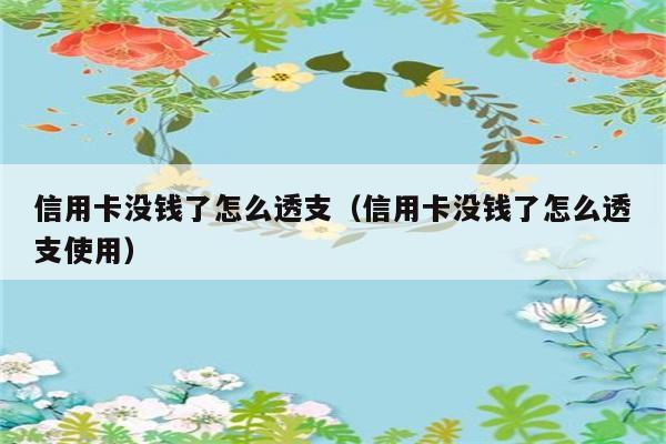 信用卡没钱了怎么透支（信用卡没钱了怎么透支使用） 