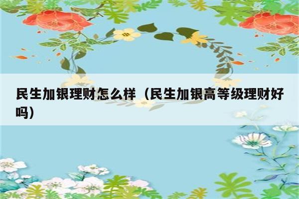 民生加银理财怎么样（民生加银高等级理财好吗） 