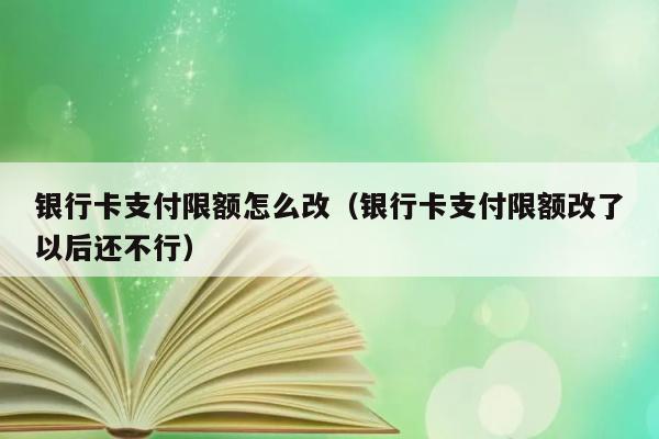 银行卡支付限额怎么改（银行卡支付限额改了以后还不行） 