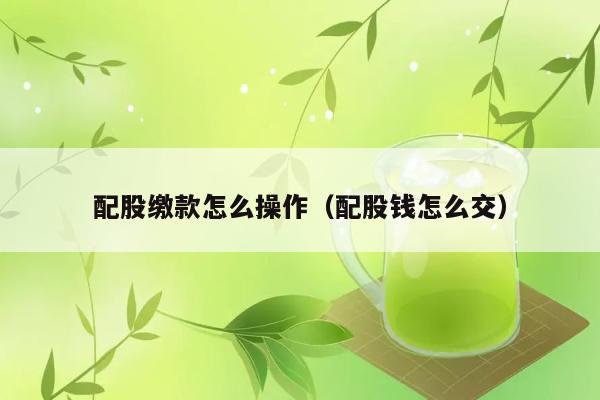 配股缴款怎么操作（配股钱怎么交） 