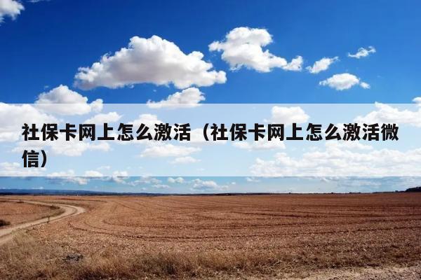 社保卡网上怎么激活（社保卡网上怎么激活微信） 