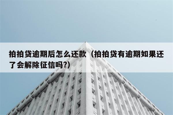 拍拍贷逾期后怎么还款（拍拍贷有逾期如果还了会解除征信吗?） 