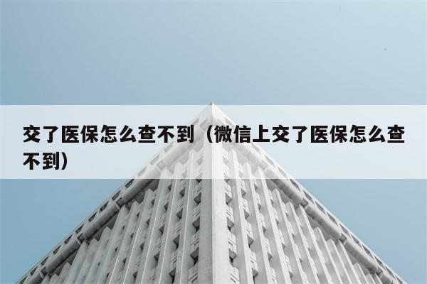 交了医保怎么查不到（微信上交了医保怎么查不到） 