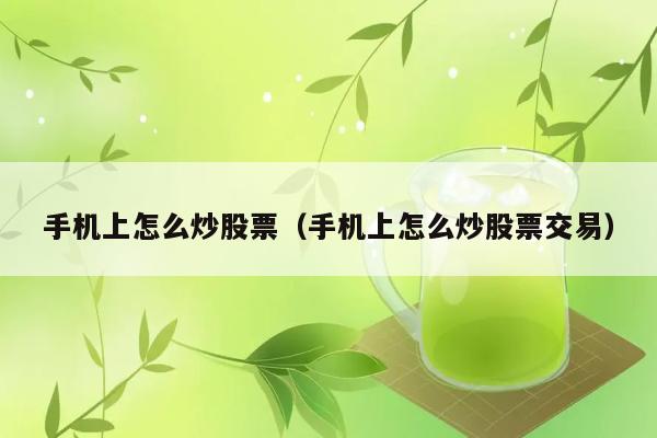 手机上怎么炒股票（手机上怎么炒股票交易） 