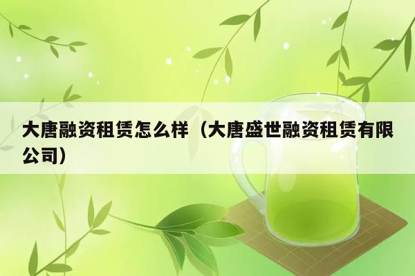 大唐融资租赁怎么样（大唐盛世融资租赁有限公司） 