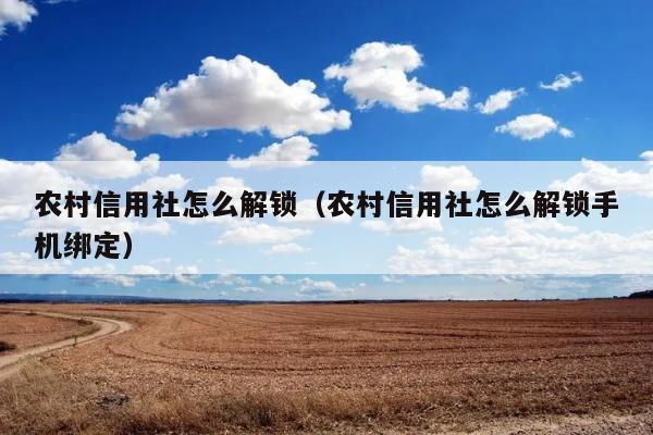 农村信用社怎么解锁（农村信用社怎么解锁手机绑定） 