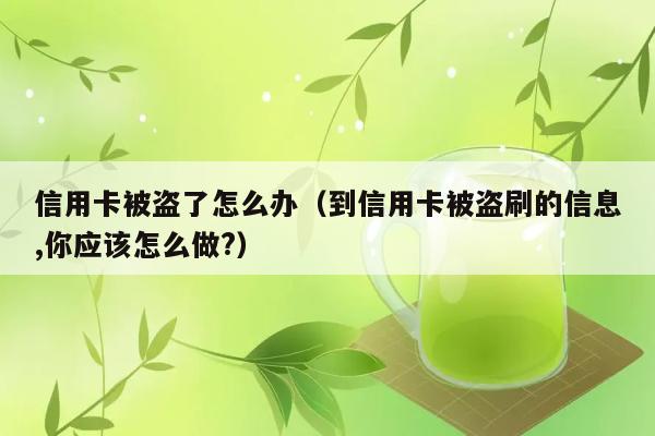 信用卡被盗了怎么办（到信用卡被盗刷的信息,你应该怎么做?） 