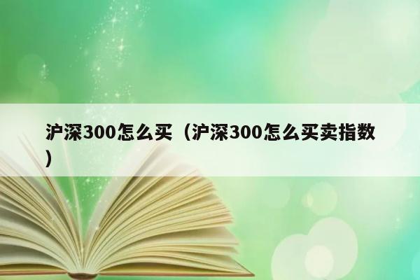 沪深300怎么买（沪深300怎么买卖指数） 