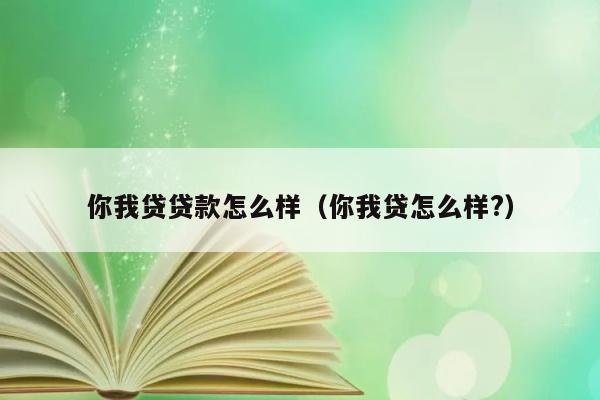 你我贷贷款怎么样（你我贷怎么样?） 