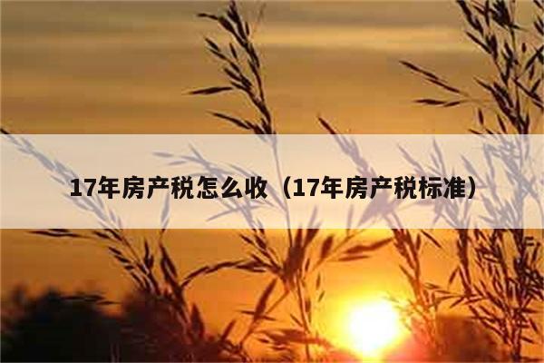 17年房产税怎么收（17年房产税标准） 