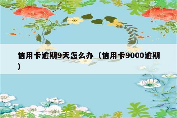 信用卡逾期9天怎么办（信用卡9000逾期） 