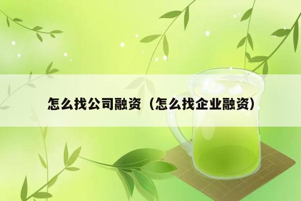 怎么找公司融资（怎么找企业融资） 