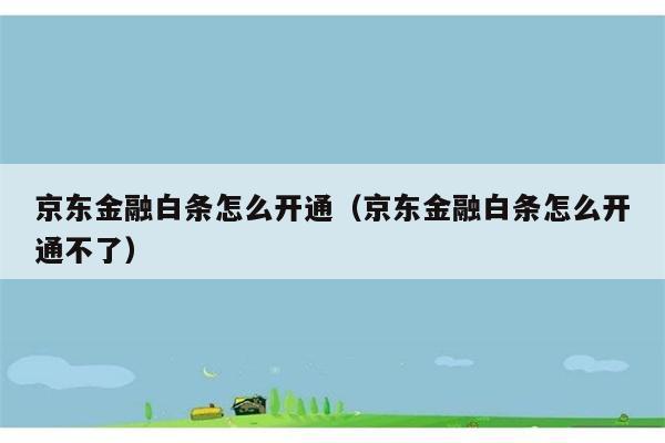 京东金融白条怎么开通（京东金融白条怎么开通不了） 