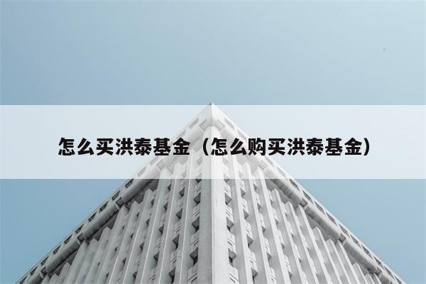 怎么买洪泰基金（怎么购买洪泰基金） 