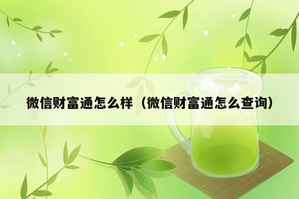 微信财富通怎么样（微信财富通怎么查询） 