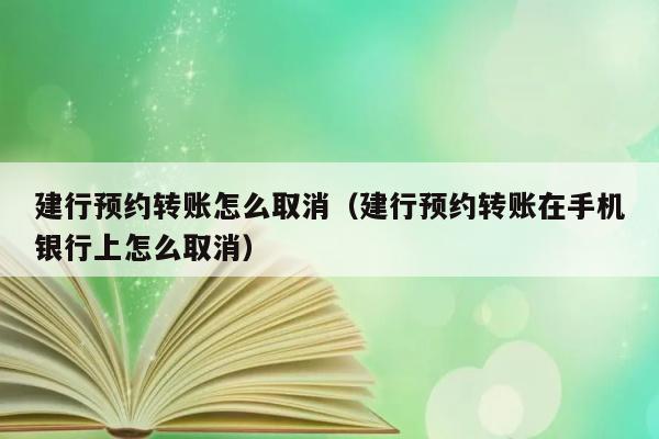 建行预约转账怎么取消（建行预约转账在手机银行上怎么取消） 