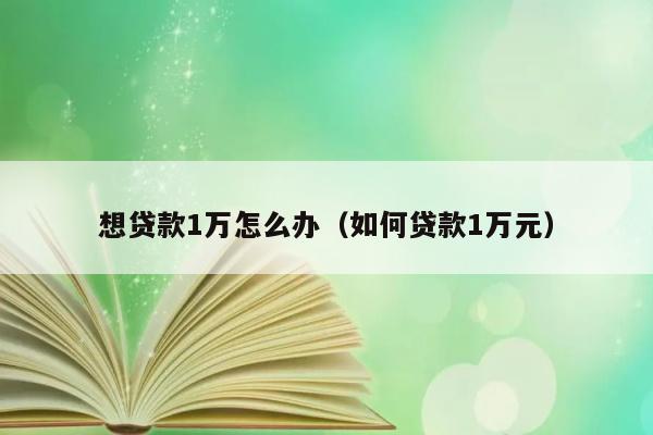 想贷款1万怎么办（如何贷款1万元） 