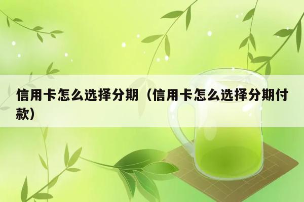 信用卡怎么选择分期（信用卡怎么选择分期付款） 