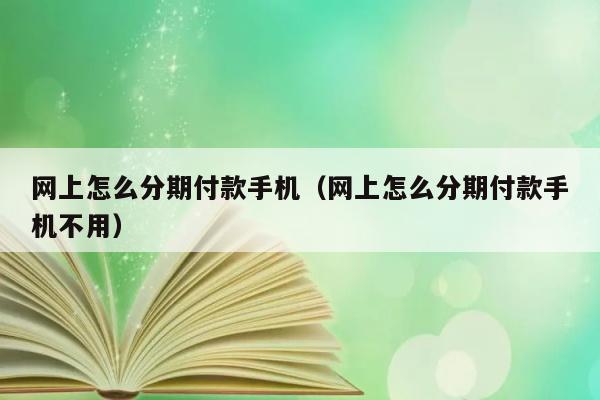 网上怎么分期付款手机（网上怎么分期付款手机不用） 