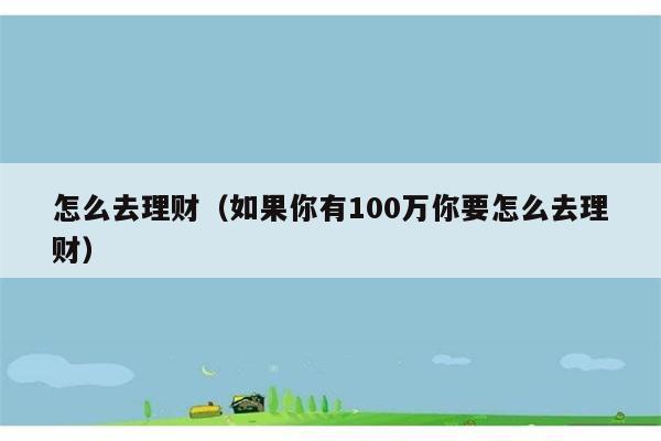 怎么去理财（如果你有100万你要怎么去理财） 