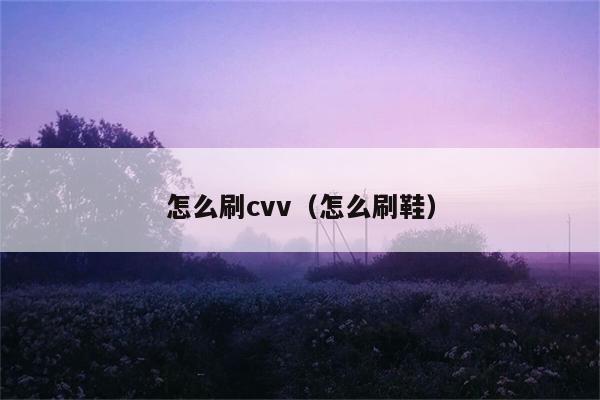 怎么刷cvv（怎么刷鞋） 