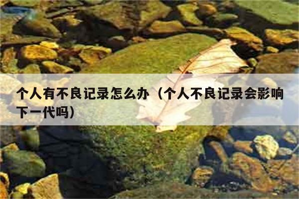 个人有不良记录怎么办（个人不良记录会影响下一代吗） 