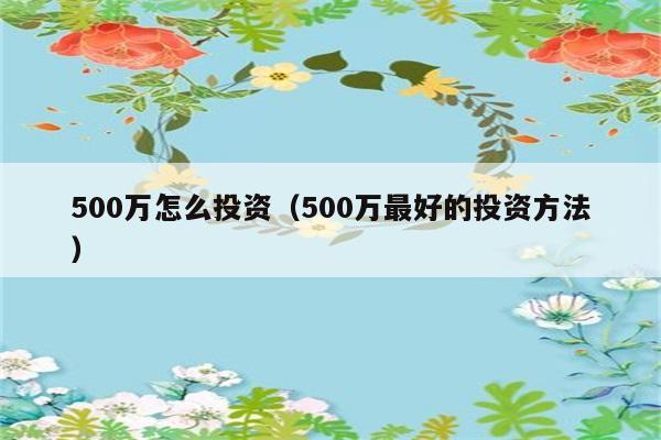 500万怎么投资（500万最好的投资方法） 