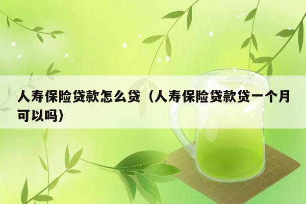 人寿保险贷款怎么贷（人寿保险贷款贷一个月可以吗） 