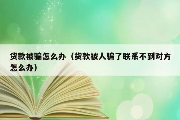 货款被骗怎么办（货款被人骗了联系不到对方怎么办） 