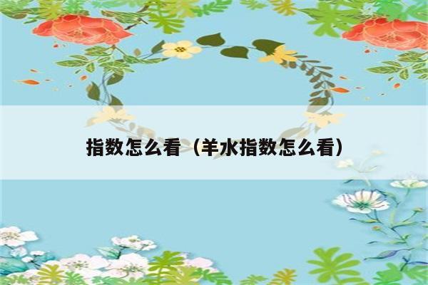 指数怎么看（羊水指数怎么看） 