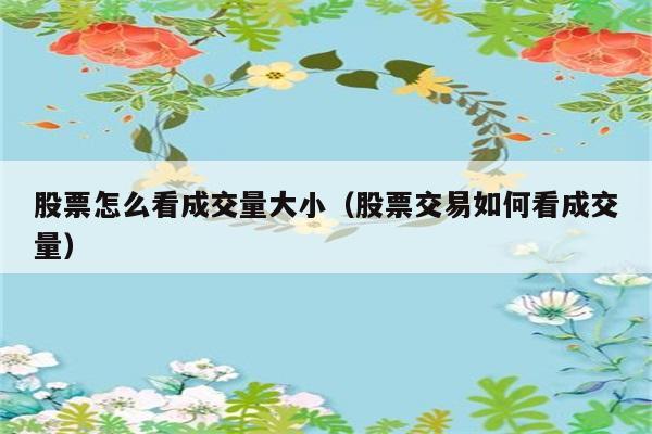 股票怎么看成交量大小（股票交易如何看成交量） 