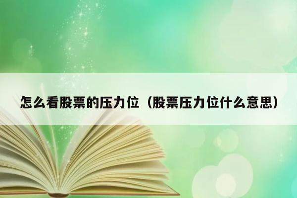 怎么看股票的压力位（股票压力位什么意思） 