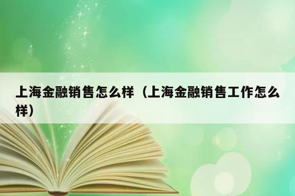 上海金融销售怎么样（上海金融销售工作怎么样） 