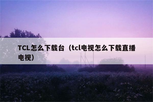 TCL怎么下载台（tcl电视怎么下载直播电视） 