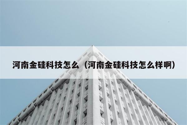 河南金硅科技怎么（河南金硅科技怎么样啊） 