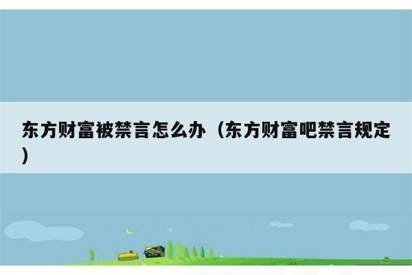 东方财富被禁言怎么办（东方财富吧禁言规定） 