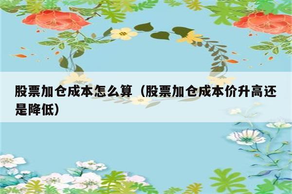 股票加仓成本怎么算（股票加仓成本价升高还是降低） 