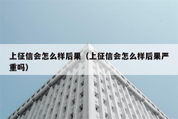 上征信会怎么样后果（上征信会怎么样后果严重吗） 