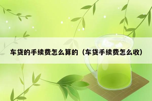 车贷的手续费怎么算的（车贷手续费怎么收） 