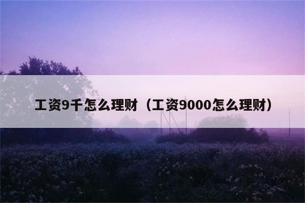 工资9千怎么理财（工资9000怎么理财） 