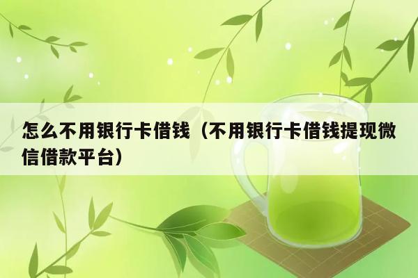 怎么不用银行卡借钱（不用银行卡借钱提现微信借款平台） 