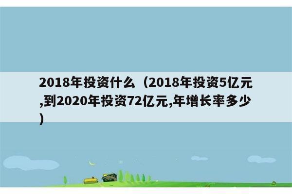 2018年投资什么（2018年投资5亿元,到2020年投资72亿元,年增长率多少） 