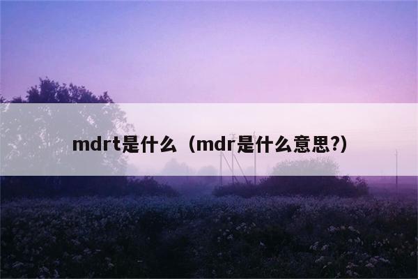 mdrt是什么（mdr是什么意思?） 