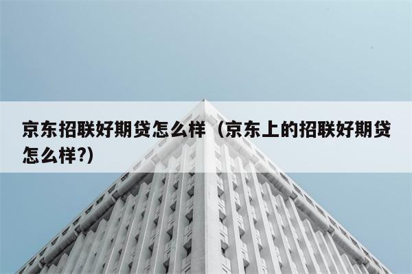 京东招联好期贷怎么样（京东上的招联好期贷怎么样?） 