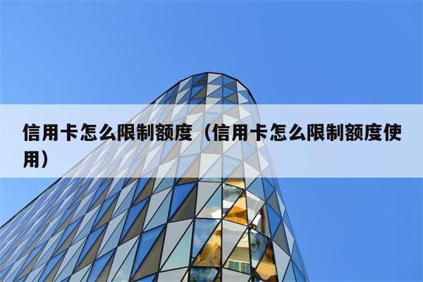 信用卡怎么限制额度（信用卡怎么限制额度使用） 