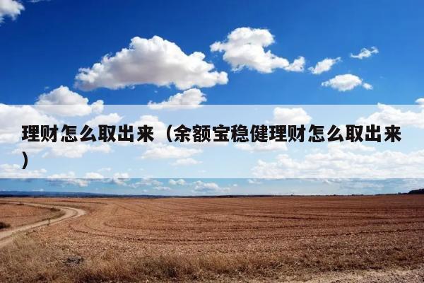 理财怎么取出来（余额宝稳健理财怎么取出来） 