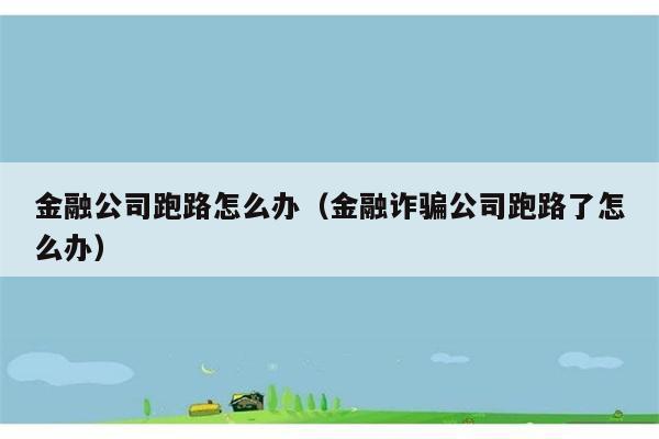 金融公司跑路怎么办（金融诈骗公司跑路了怎么办） 