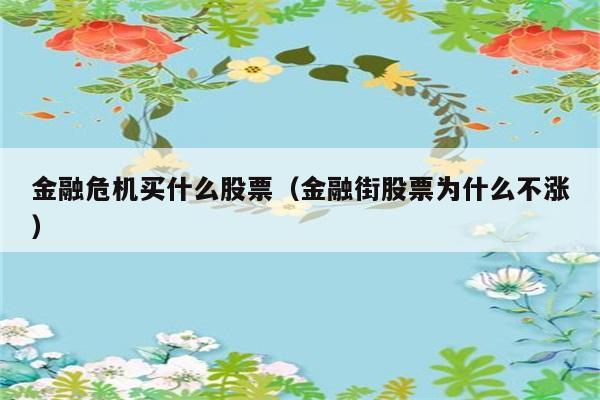 金融危机买什么股票（金融街股票为什么不涨） 