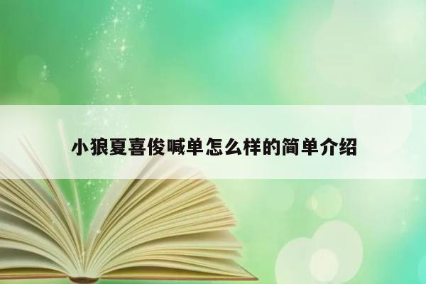 小狼夏喜俊喊单怎么样的简单介绍 