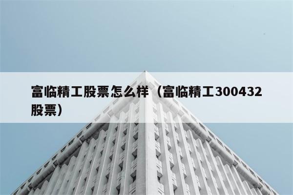 富临精工股票怎么样（富临精工300432股票） 